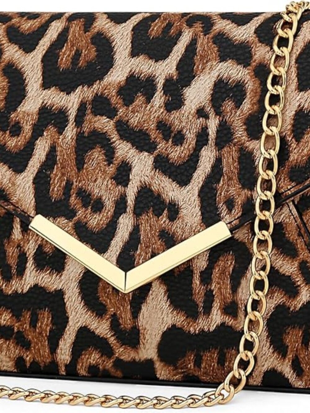 〽️women leopard Envelope Detachable Metal Chain Cross body Shoulder Bag